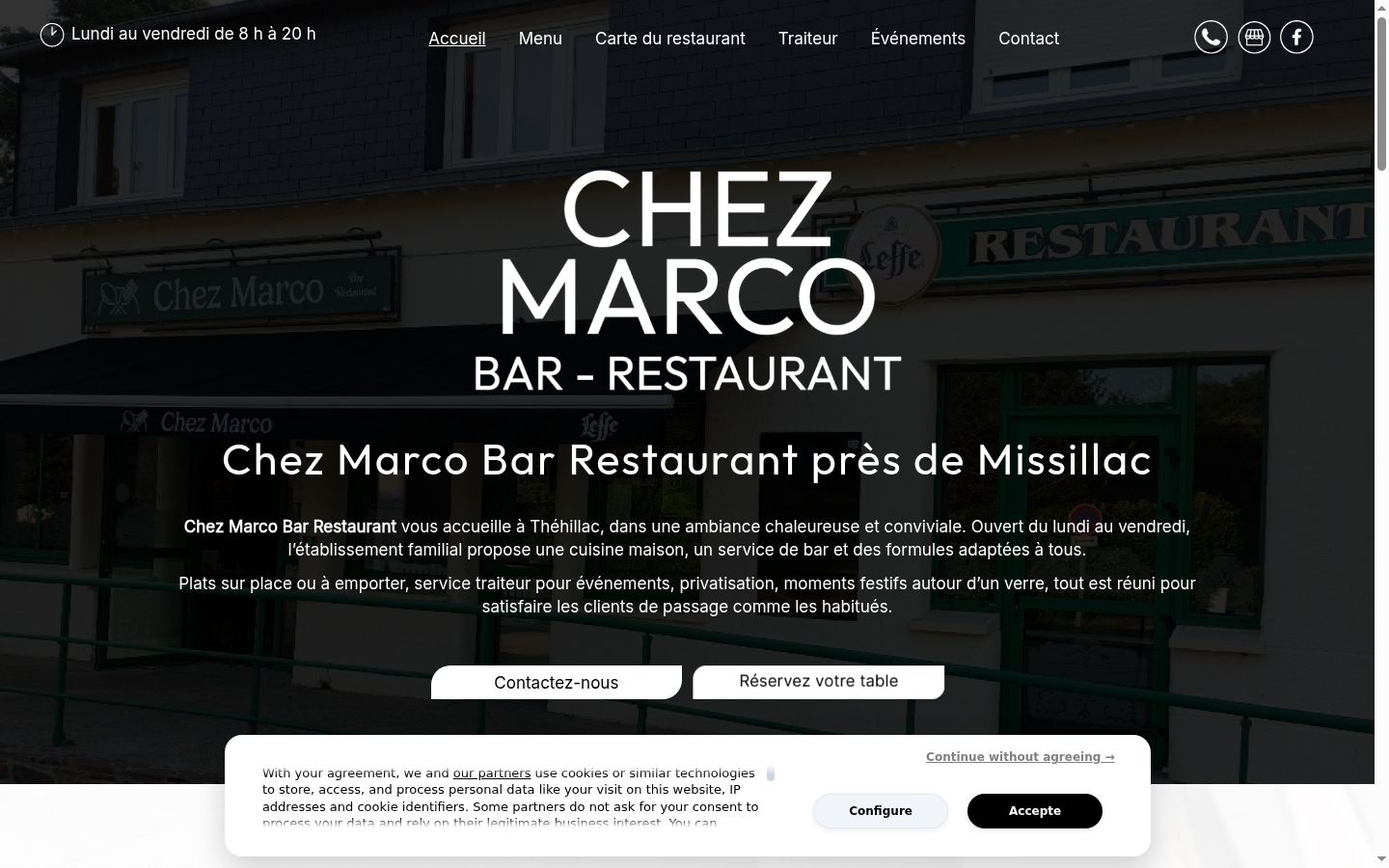 Capture d'écran de la bannière de consentement affichée avant toute interaction