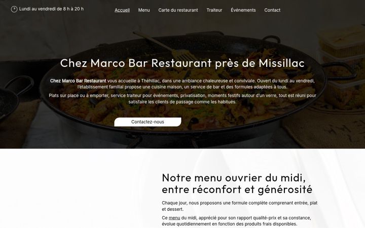 Screenshot stránky barrestaurantchezmarco.fr