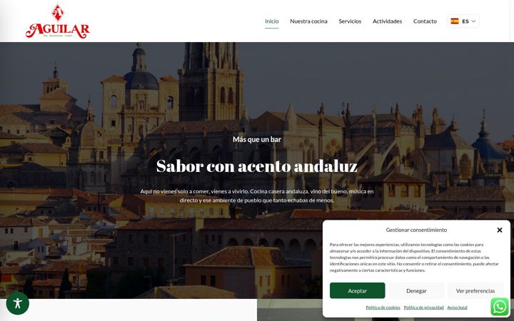 Screenshot of barrestaurantecasinoaguilar.com