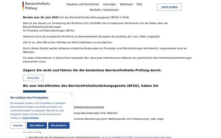 Snímek obrazovky barrierefreiheits-pruefung.de