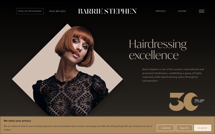 Screenshot ta' barriestephenhair.co.uk