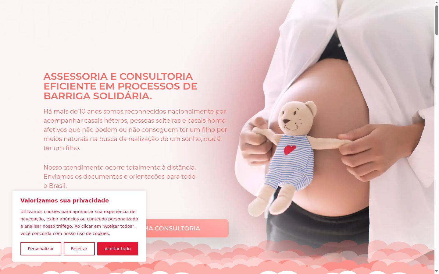 Screenshot del banner di consenso mostrato prima di qualsiasi interazione