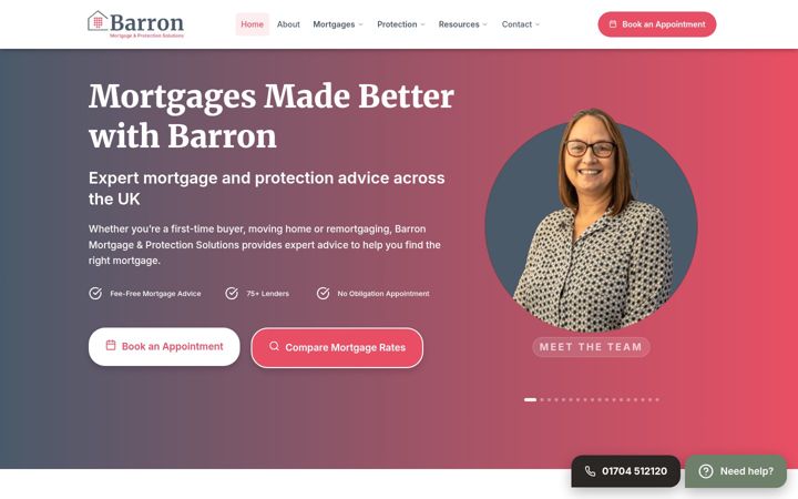 Screenshot of barronmortgages.co.uk