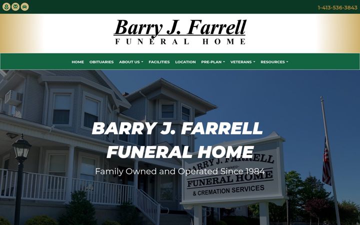 Screenshot of barryjfarrellfuneralhome.com