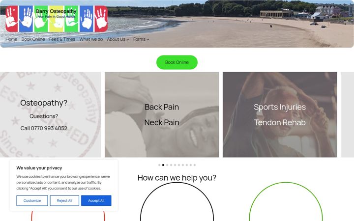 Screenshot of barryosteopathy.co.uk