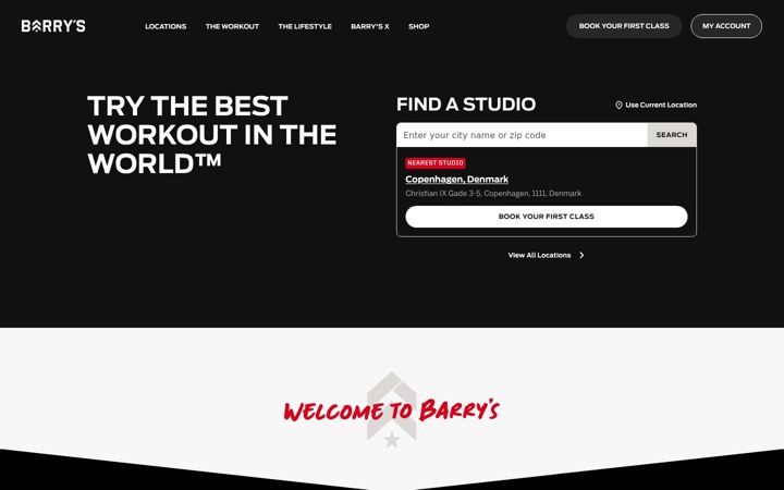 Screenshot of barrys.com