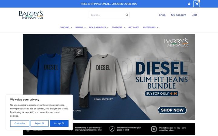 Screenshot of barrysmanswear.ie