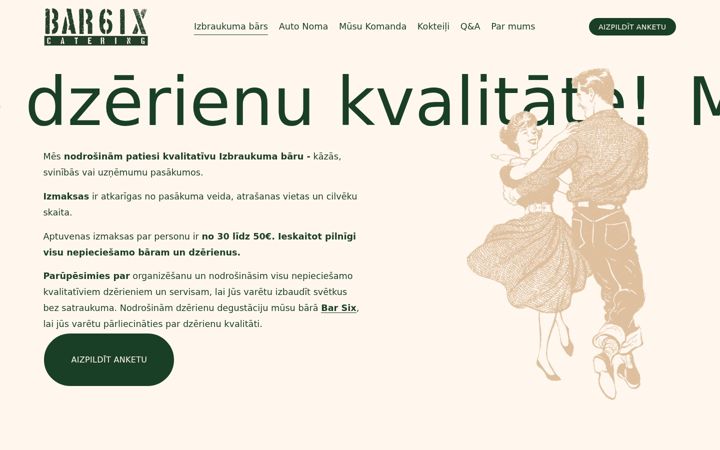 Screenshot of barsixcatering.com
