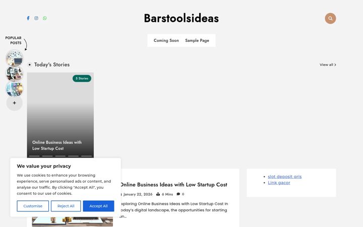 Screenshot of barstoolsideas.com