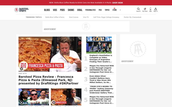 Screenshot ta' barstoolsports.com