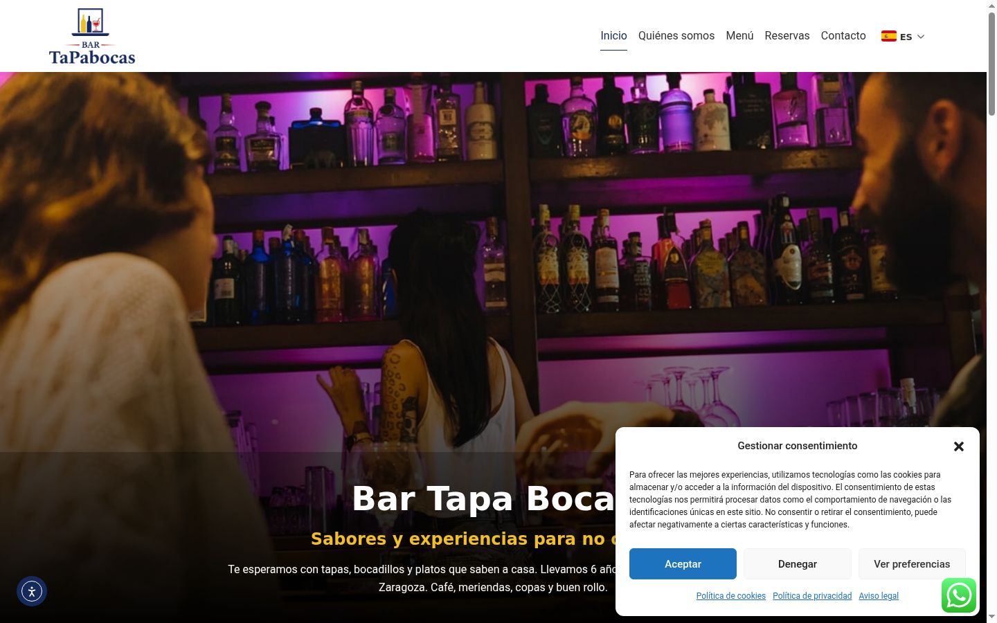 Screenshot of the consent banner shown before any interaction