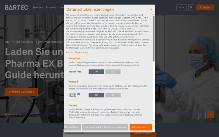 Screenshot ta' bartec.de