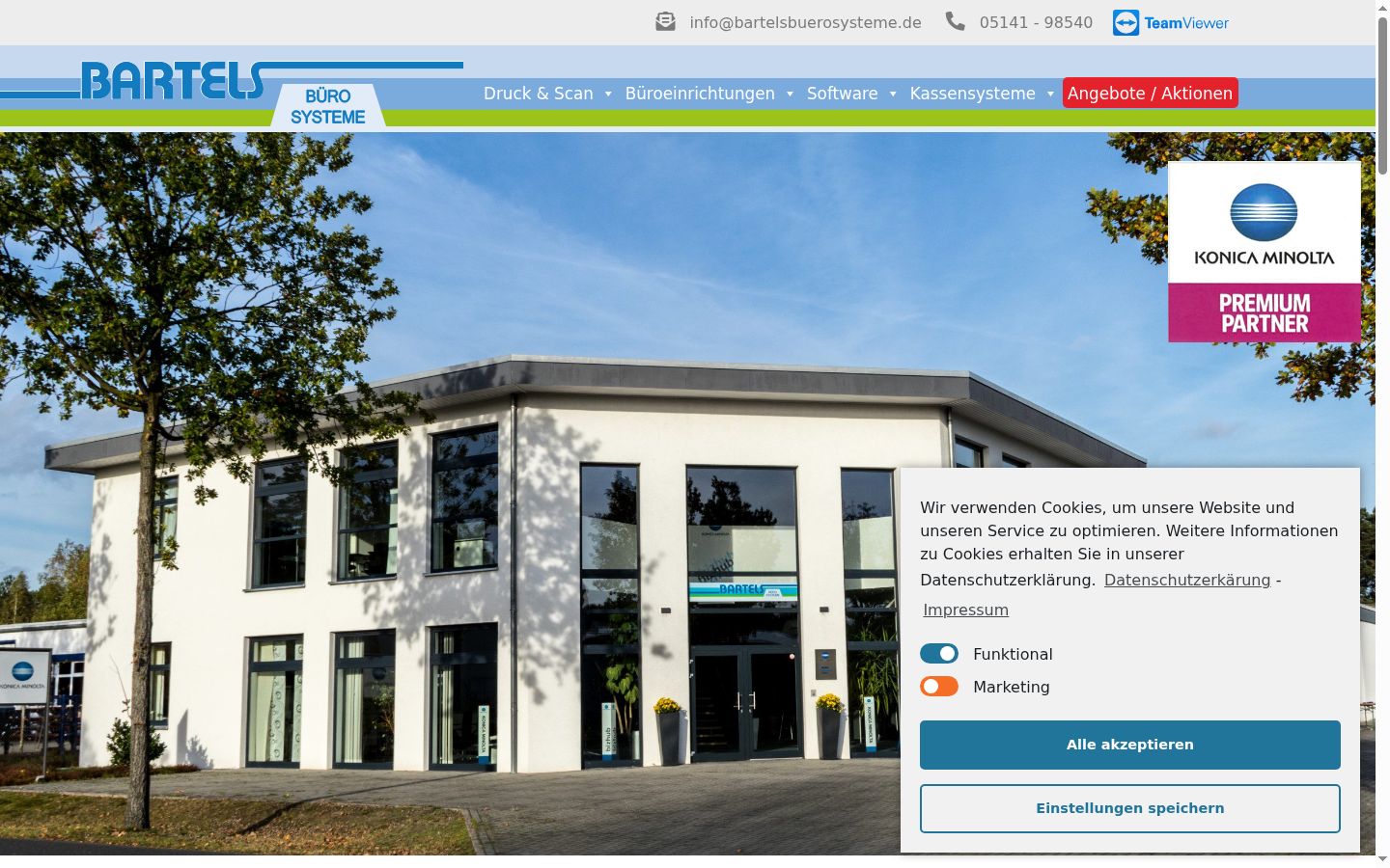 Screenshot des Einwilligungsbanners vor jeglicher Interaktion