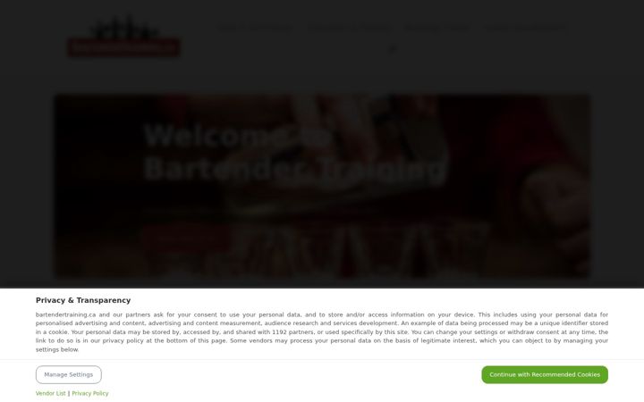 Screenshot of bartendertraining.ca