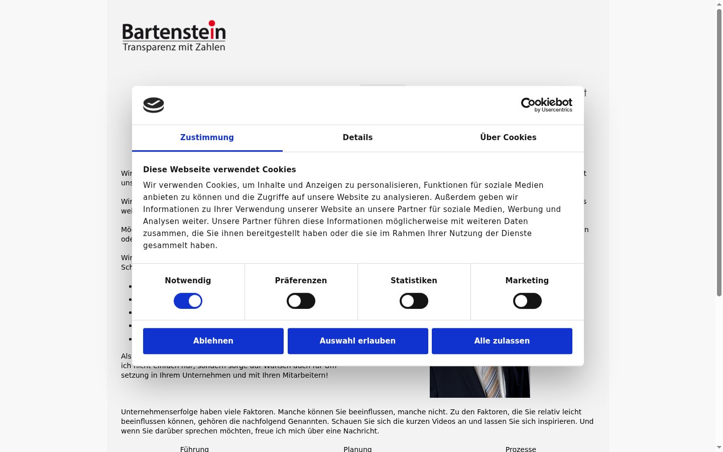 Screenshot of the consent banner shown before any interaction