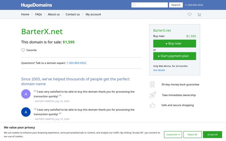 Screenshot di barterx.net