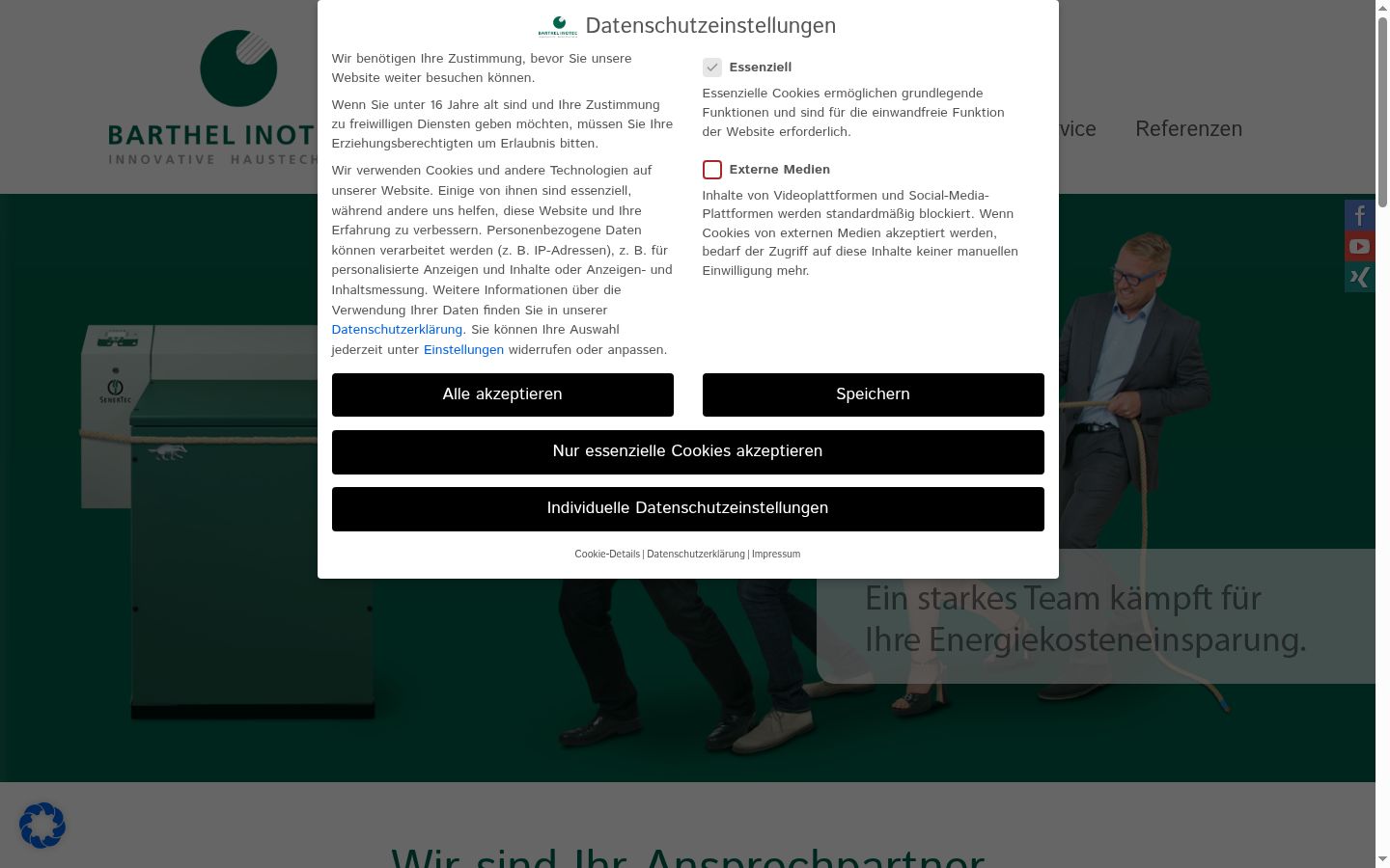Screenshot tal-banner tal-kunsens muri qabel kwalunkwe interazzjoni