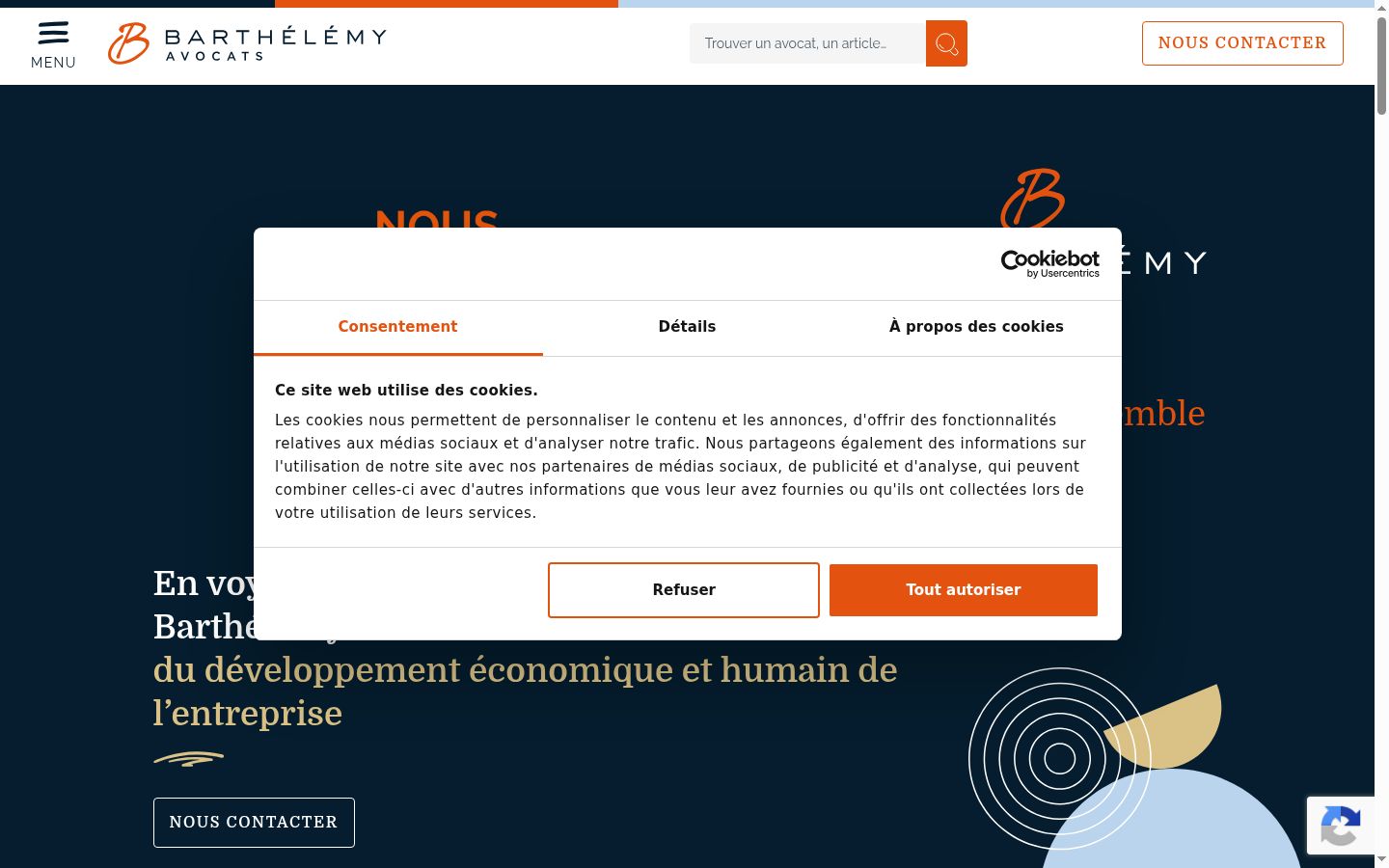 Screenshot del banner di consenso mostrato prima di qualsiasi interazione
