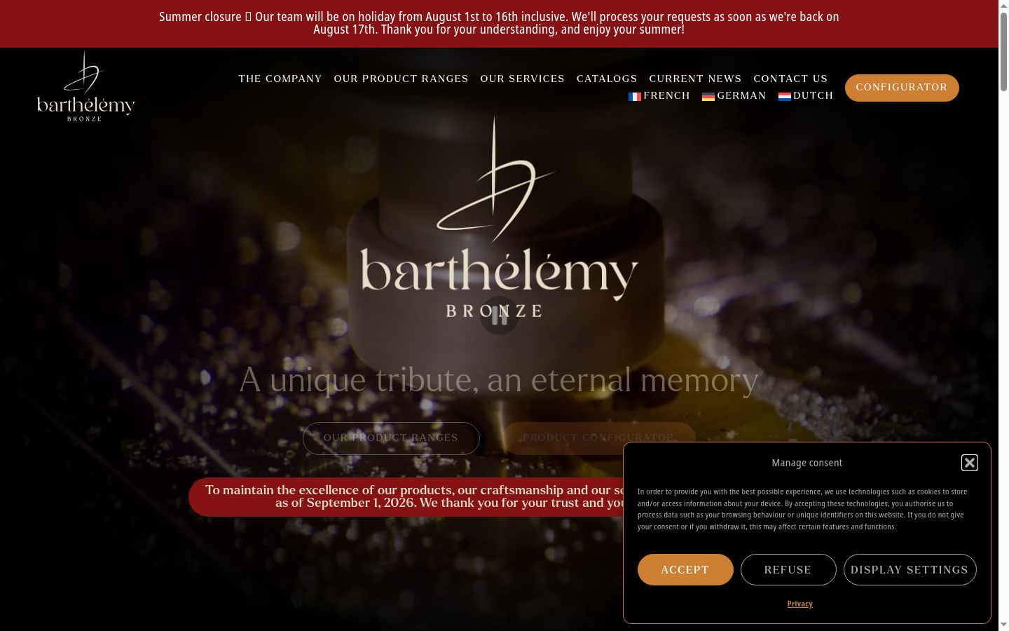 Screenshot of the consent banner shown before any interaction