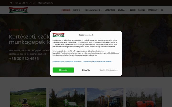 Screenshot ta' bartifarm.hu