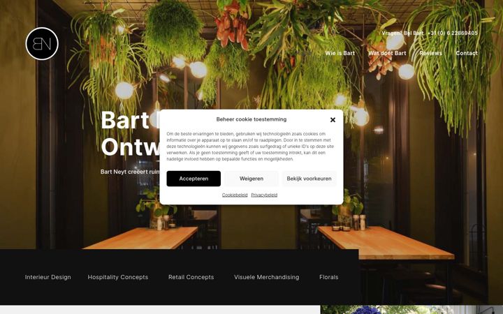 Screenshot stránky bartneytinterieurs.nl