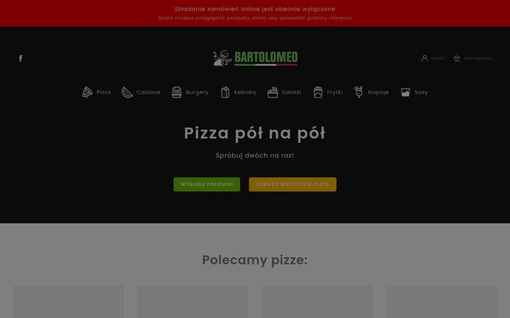 Kuvakaappaus sivustosta bartolomeo-pizza.rzeszow.pl