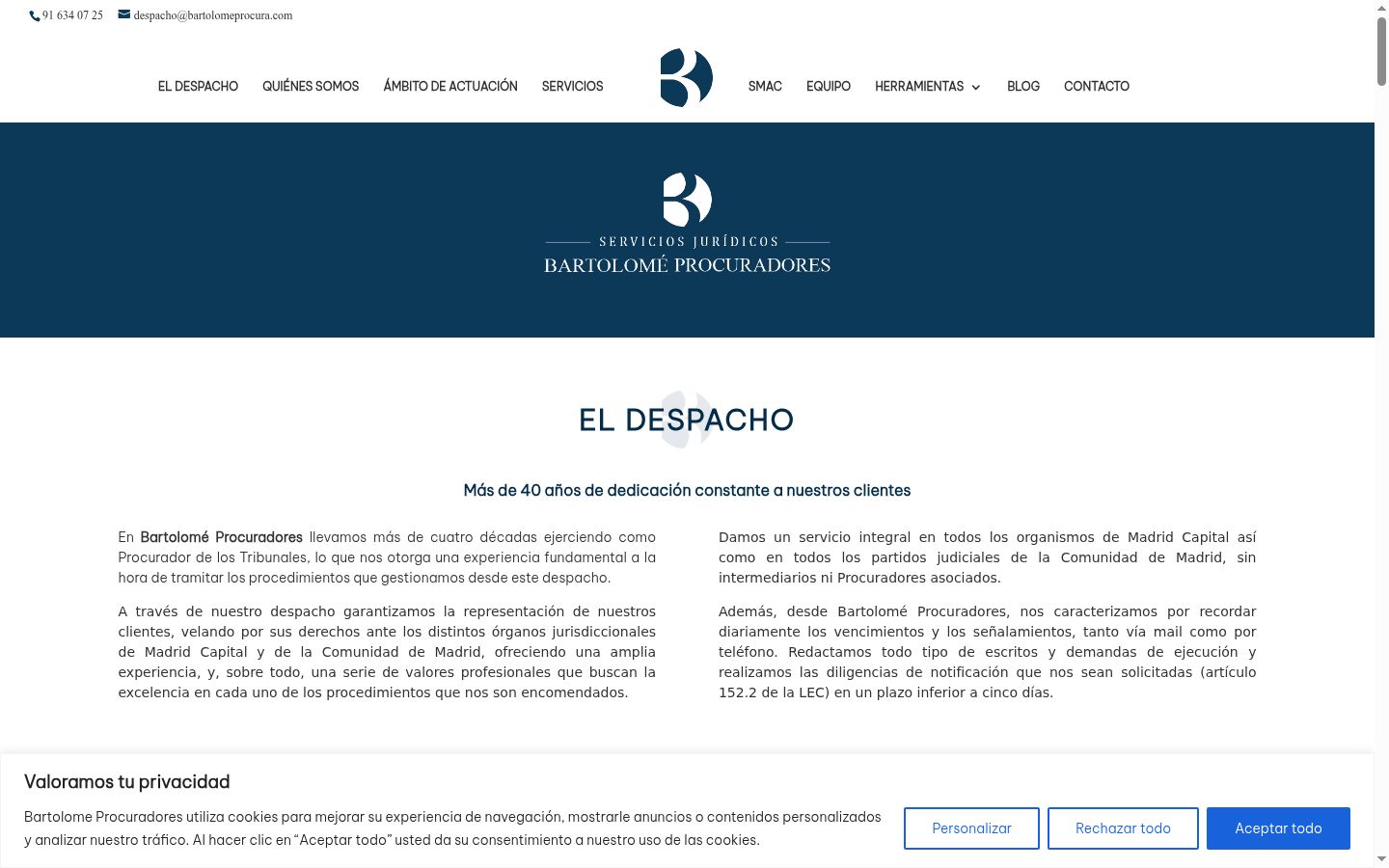 Captura de pantalla del banner de consentimiento mostrado antes de cualquier interacción