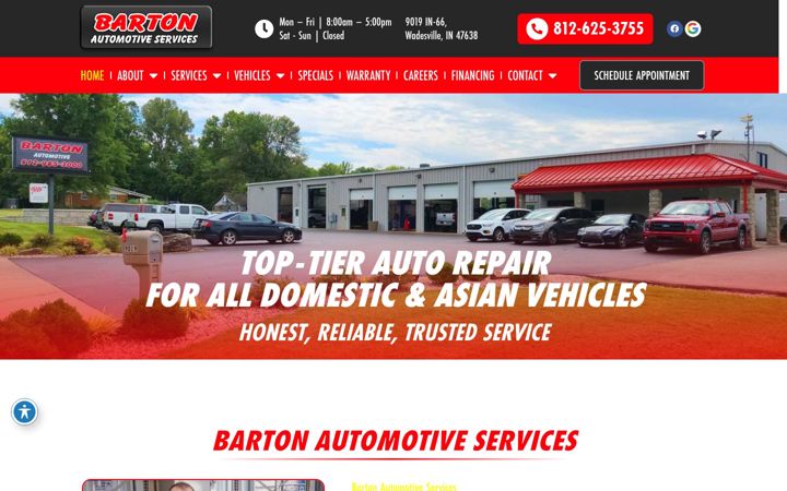 Screenshot of bartonautomotive.com