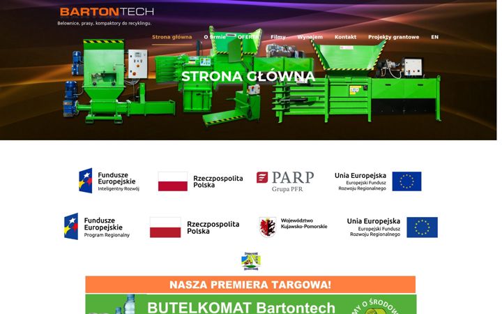 Kuvakaappaus sivustosta bartontech.pl
