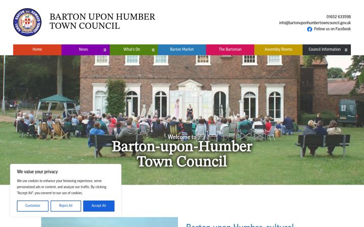 Screenshot of bartonuponhumbertowncouncil.gov.uk