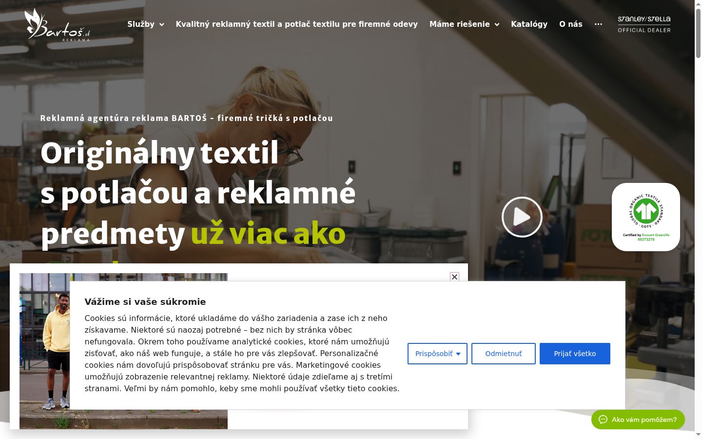Snímek obrazovky baneru souhlasu zobrazeného před jakoukoli interakcí