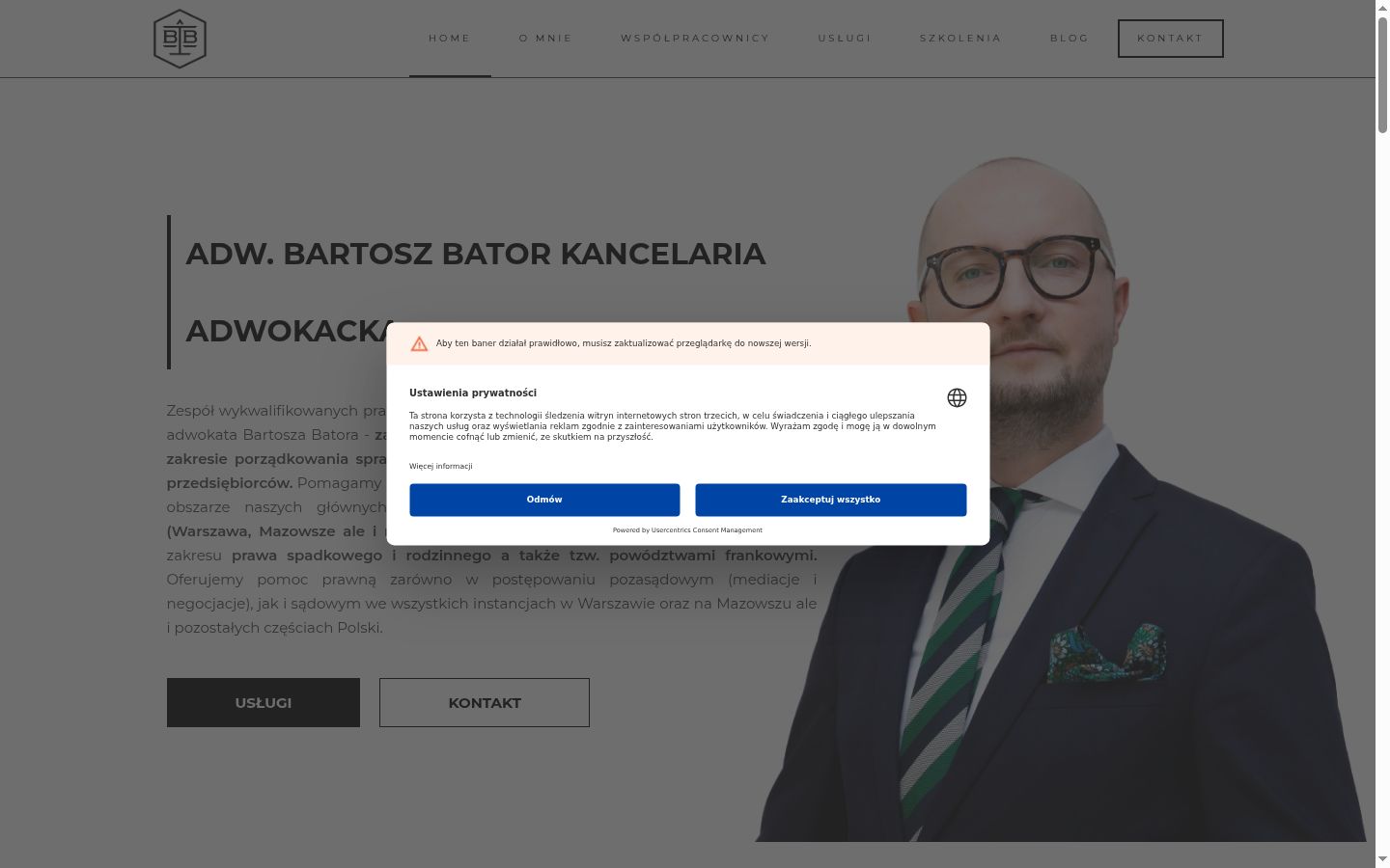 Ekrānuzņēmums ar piekrišanas baneri, kas tika rādīts pirms jebkādas mijiedarbības