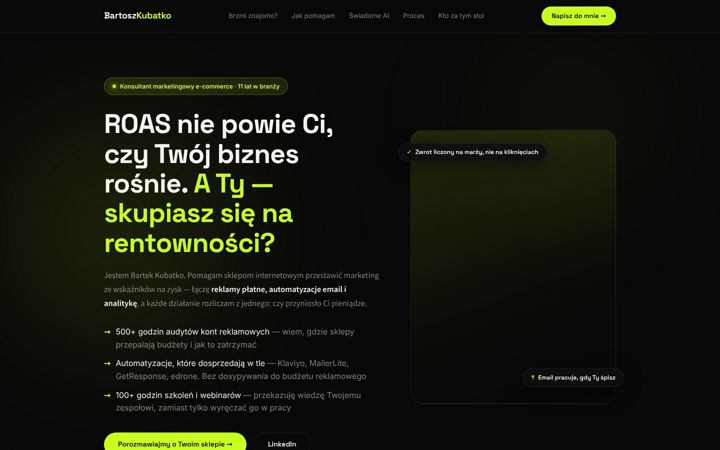 Screenshot of bartoszkubatko.pl