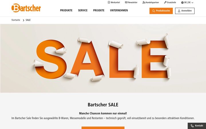 Ekraanipilt saidist bartscher-warehouse.com
