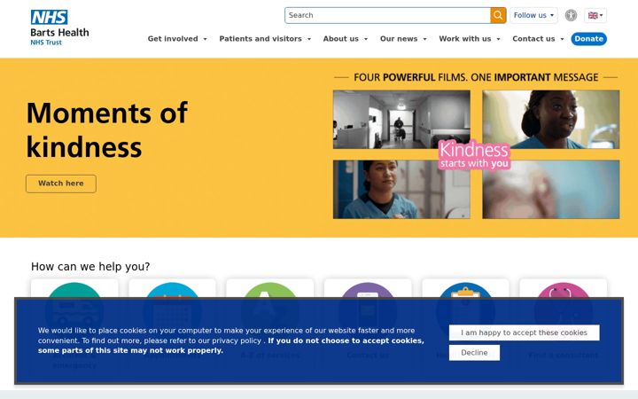 Screenshot of bartshealth.nhs.uk