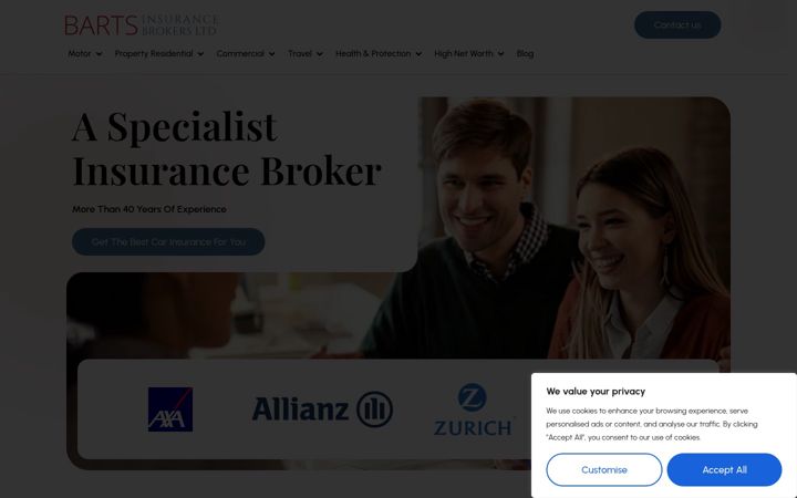 Screenshot of bartsinsurancebrokers.co.uk