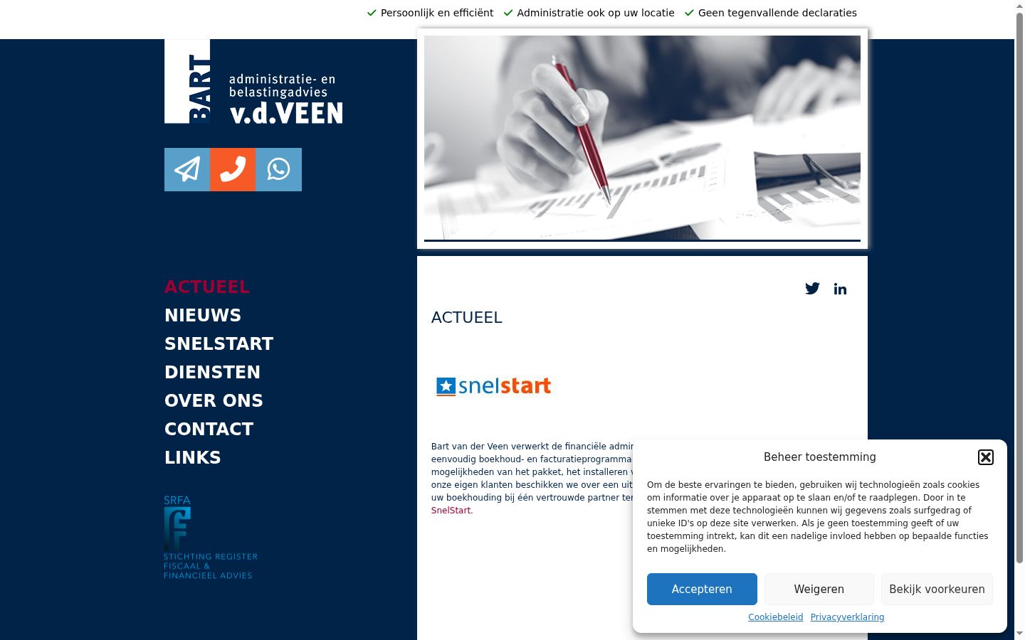 Skärmbild av samtyckesbannern som visades före någon interaktion