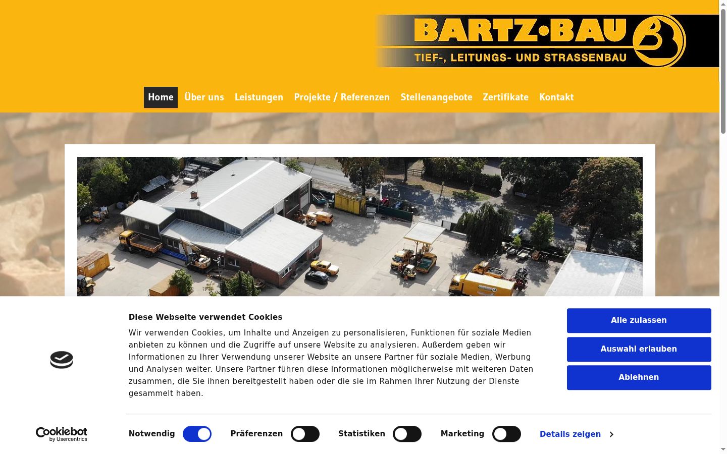 Screenshot des Einwilligungsbanners vor jeglicher Interaktion