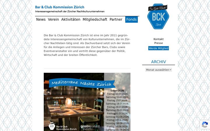 Screenshot of barundclubkommission.ch