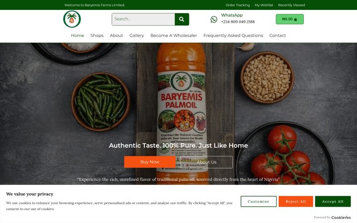 Screenshot of baryemisfarms.com