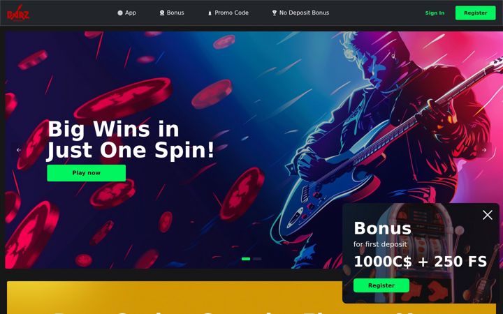 Screenshot of barzzcasino.com