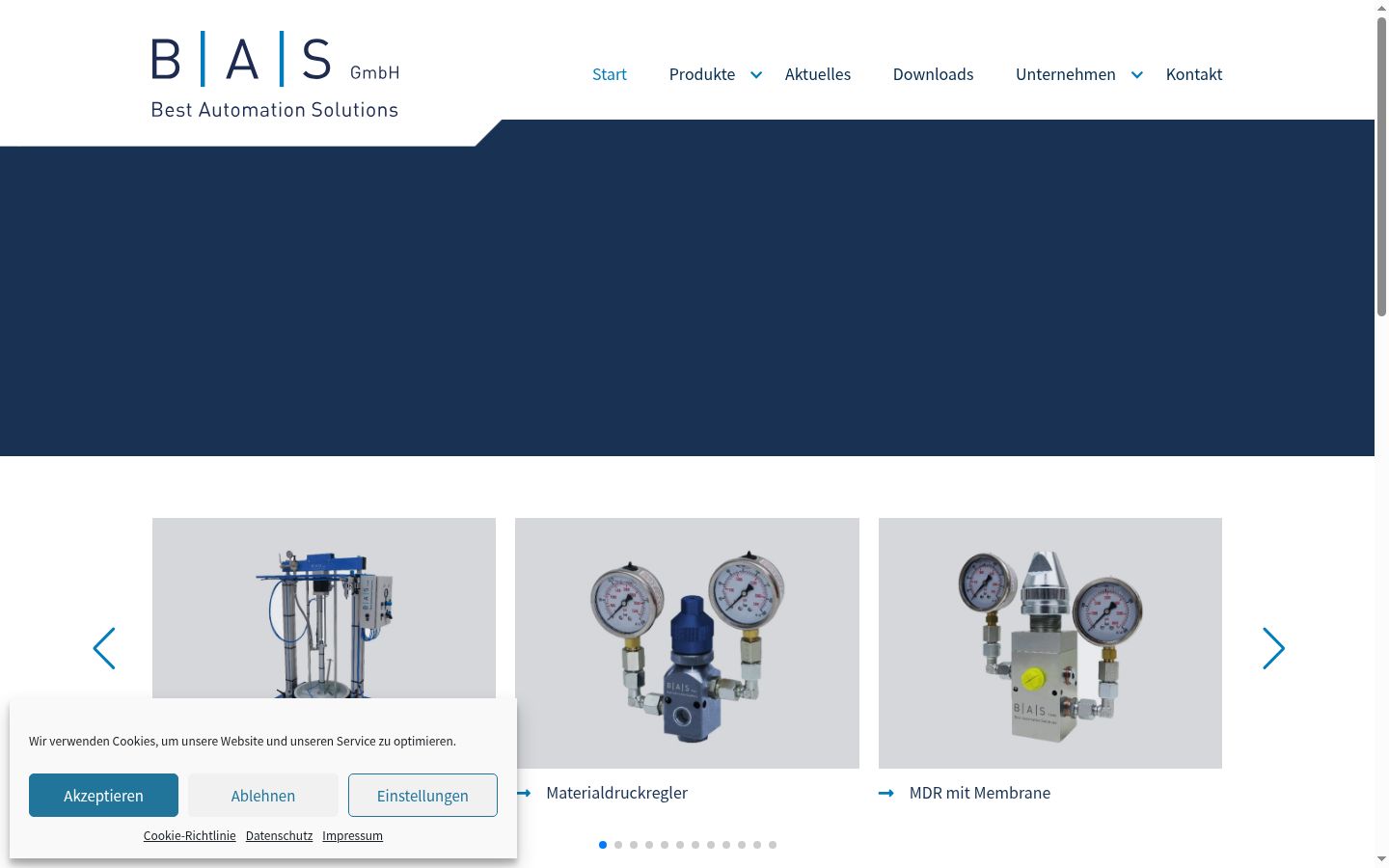 Screenshot des Einwilligungsbanners vor jeglicher Interaktion