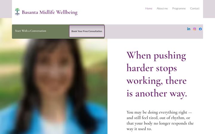 Screenshot of basantamidlifewellbeing.com