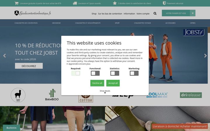 Screenshot of basdecontentionboutique.fr