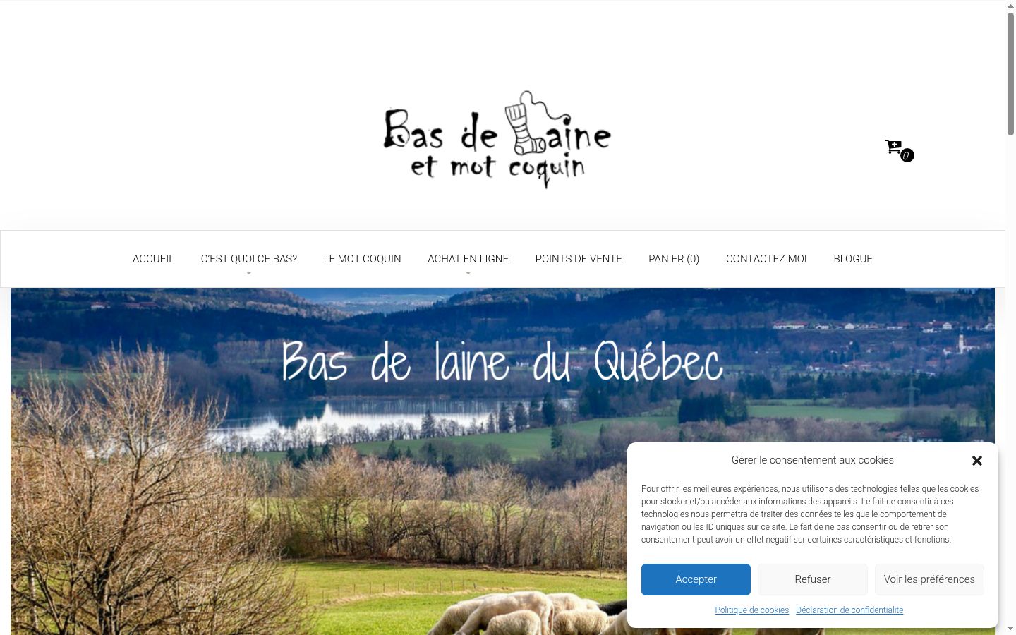 Capture d'écran de la bannière de consentement affichée avant toute interaction