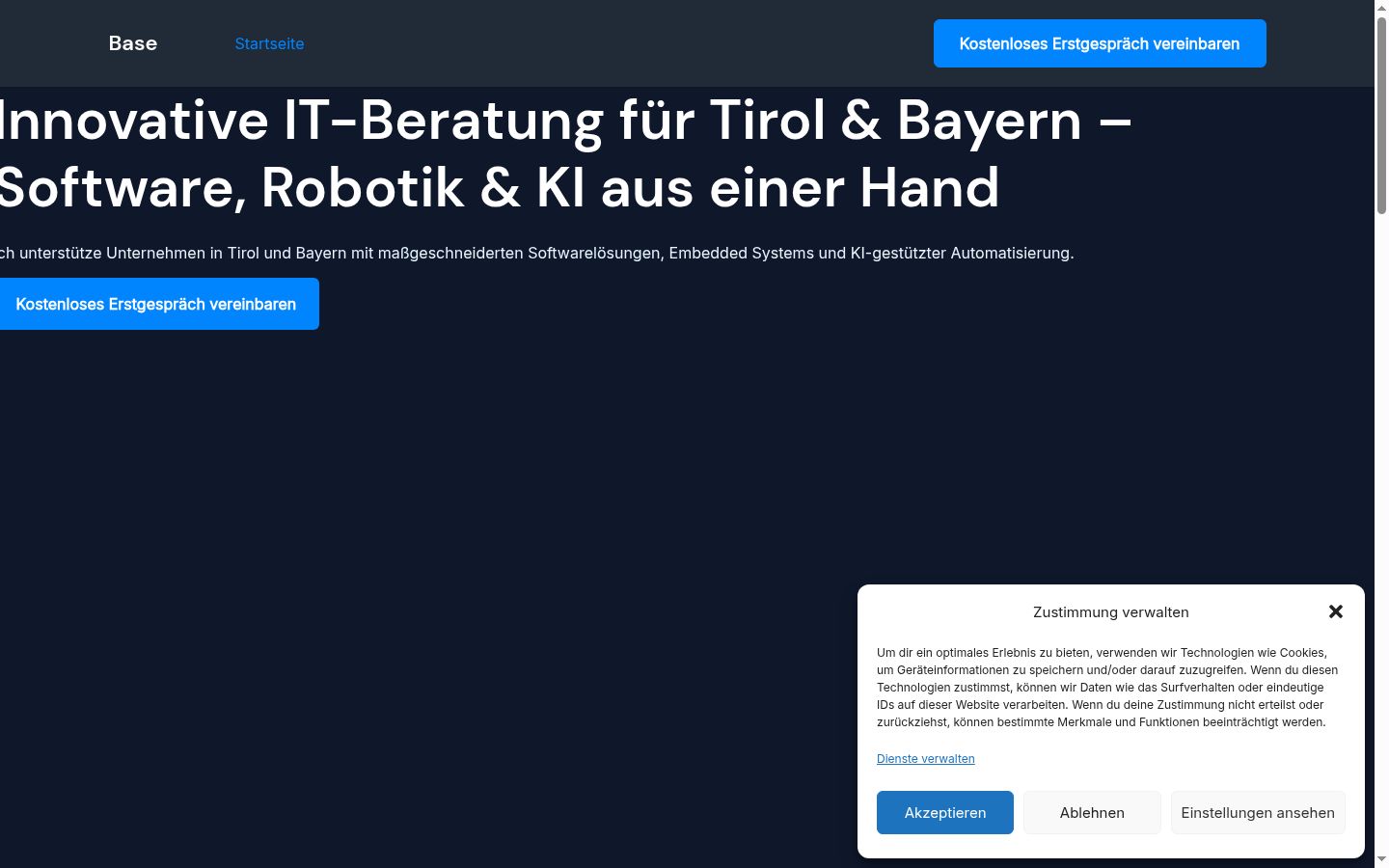 Sutikimo reklamjuostės, rodytos prieš bet kokią sąveiką, ekrano kopija