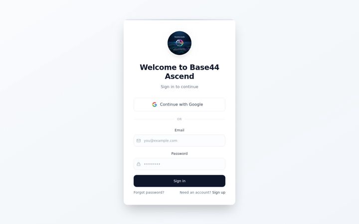 Screenshot of base44-ascend-8c7c8fd7.base44.app