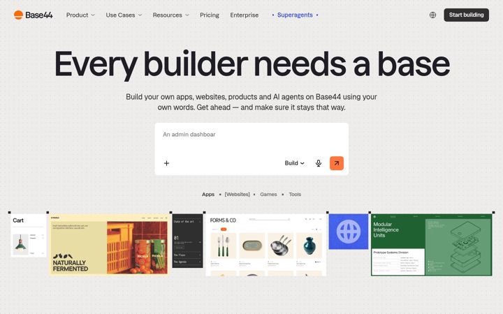 Captura de ecrã de base44.com