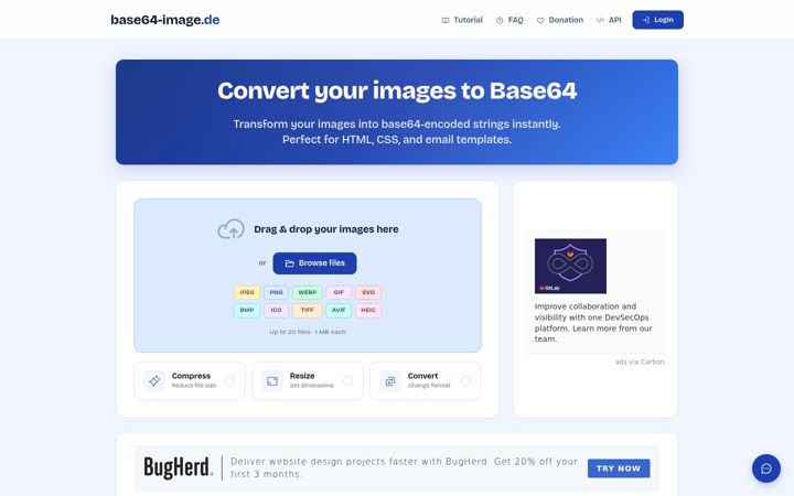 Skjermbilde av base64-image.de