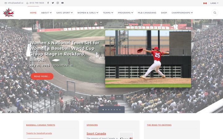 Screenshot of baseball.ca